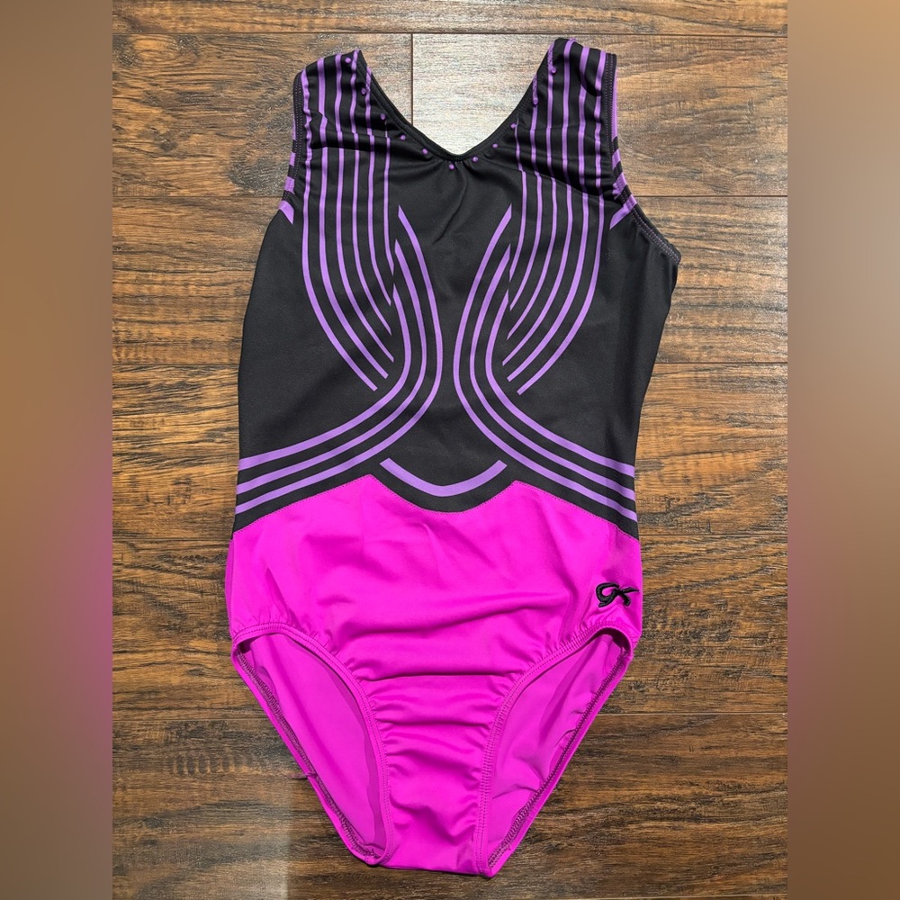 GK Elite gymnastics leotard with matching scrunchie.